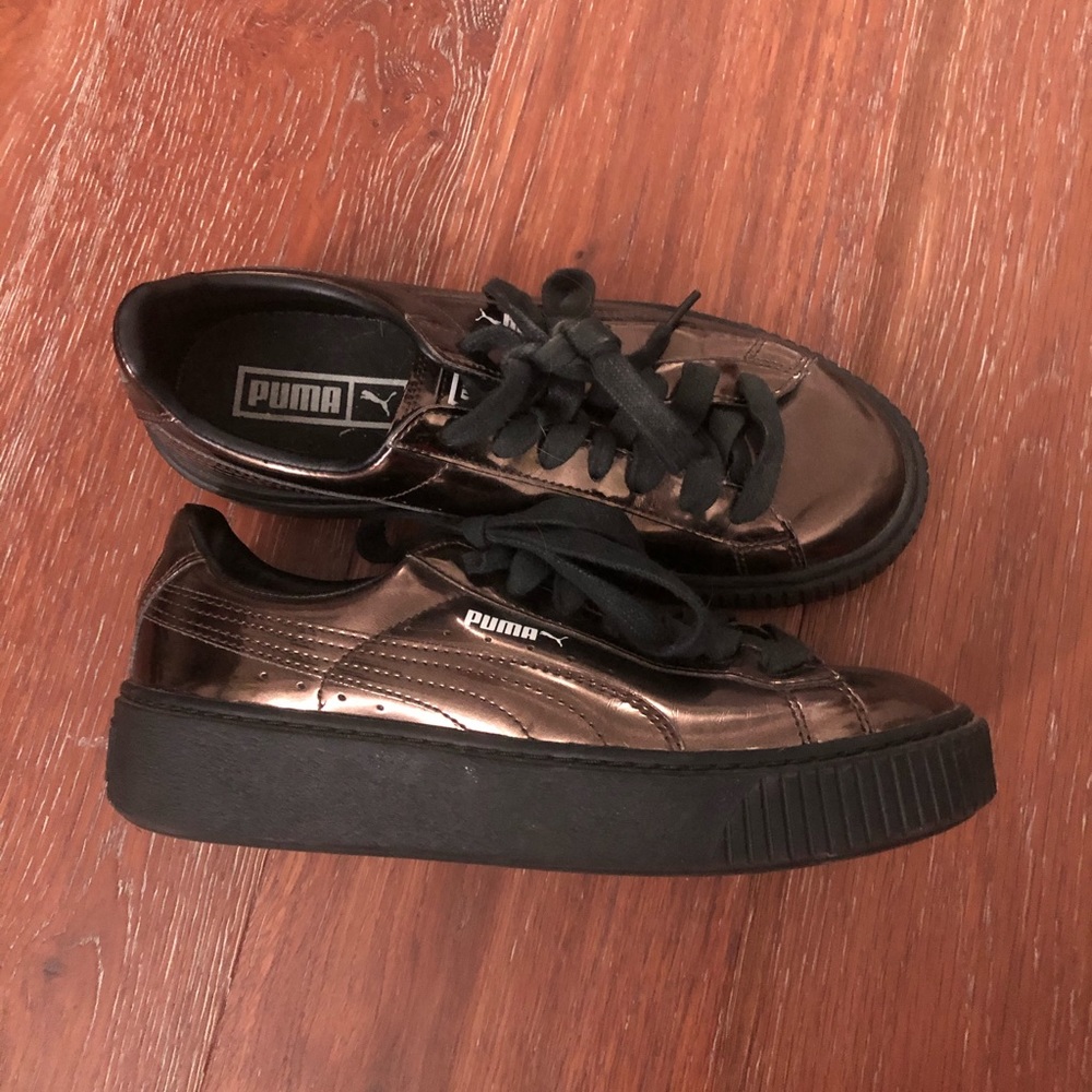 Metallic Bronze Women’s Puma Basket Platform